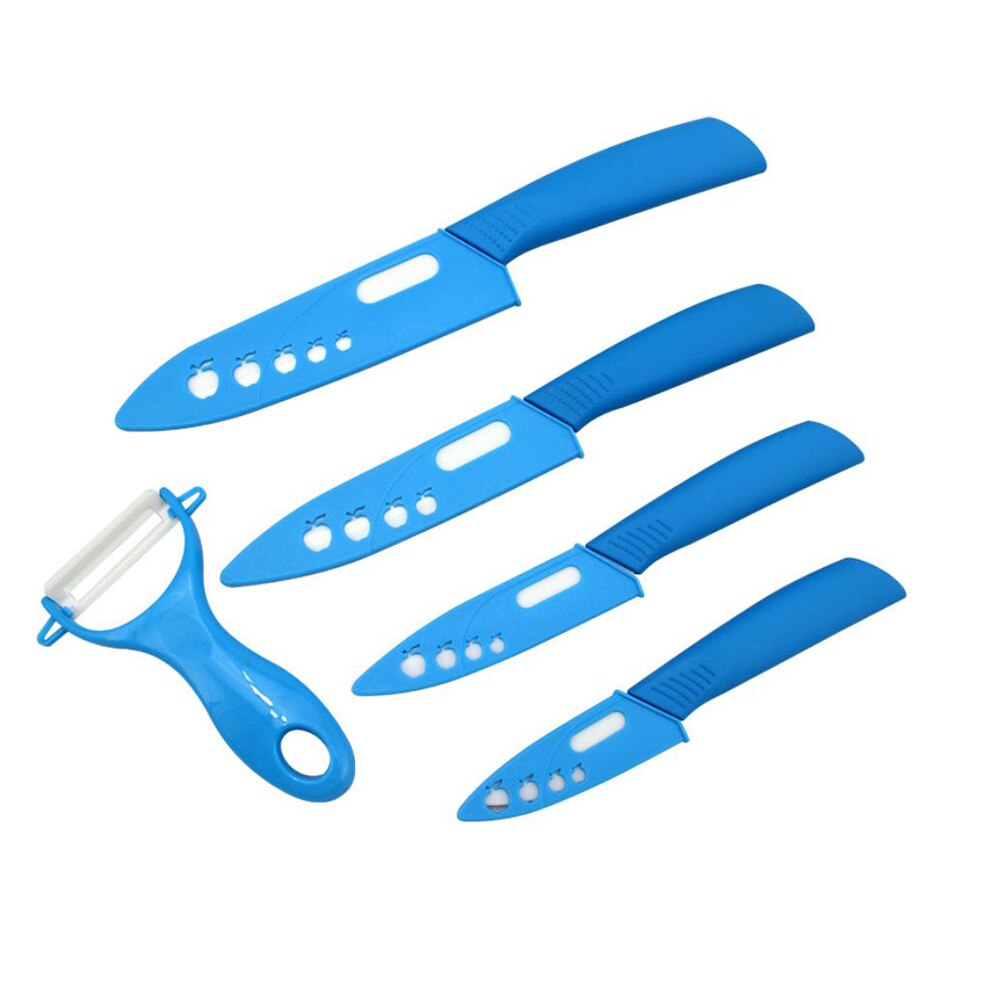 Ceramic Knife Set 3 4 5 6 inch Kitchen Knife Set Fruit Vegetable Utility Slicing Zirconium White Blade Chef Knives: Blue