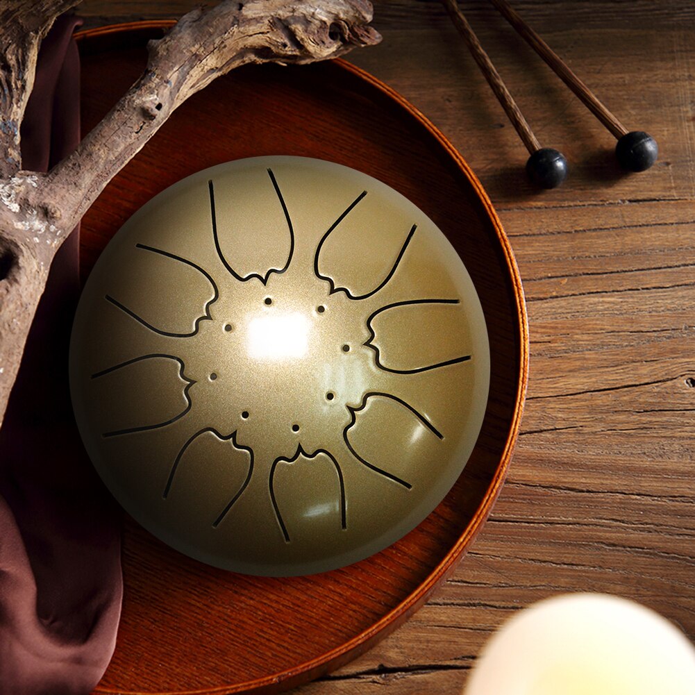 Steel Tongue Drum 6 inch 8 Tune Hand Pan Drum Set Tank Hank Drum with Drumstick Pad Carrying Bag Percussion Instrument