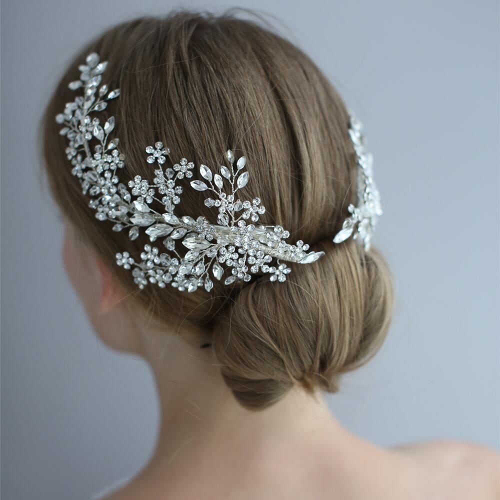 TRiXY H253-S Gorgeous Crystal Bridal Headpiece Flower Wedding Hair Vine Clip Party Prom Hair Jewelry Bridal Hair Accessories