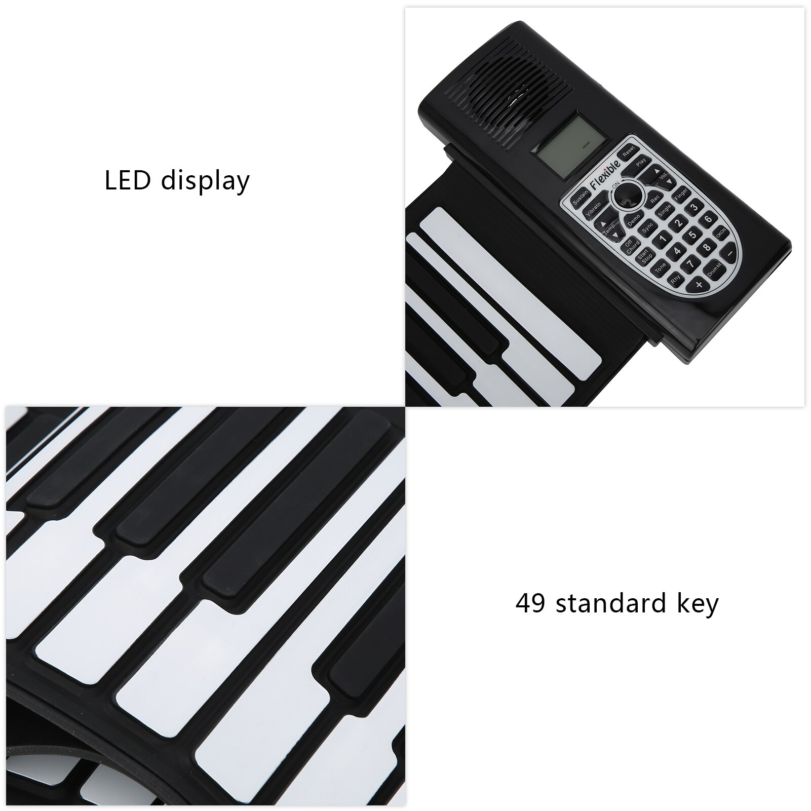 Soft Keyboard Piano 49-Key Roll Up Elektronische Multifunctionele Verdikte Polyfone Siliconen Hand Gerold Piano (Zonder Batterij)