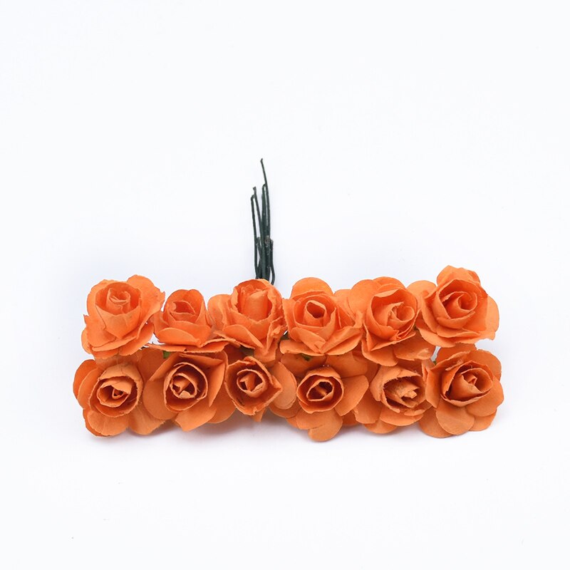 72 stykker mini papir blomster gør-det-selv slik æske bryllup brude tilbehør clearance julekrans billige kunstige blomster: 7