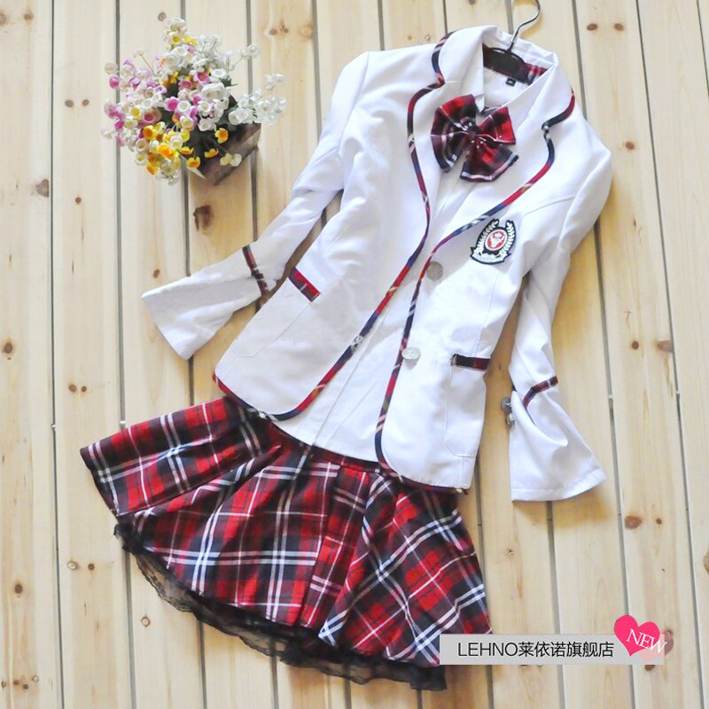 Modische Japanischen schule mädchen Uniform Karierten schuluniform für mädchen Korea schule uniformen frühling herbst volle hülse Uniform