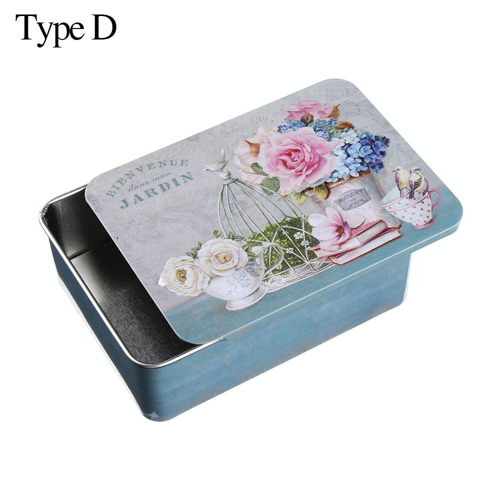 Metal Rectangular Empty Mini Iron Box Portable Containers Small Storage Push-Pull Organizer Candy Pill Cases Cosmetic Tin Boxes: type D