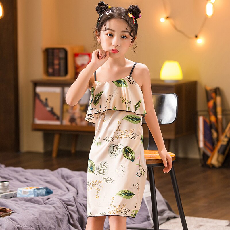 Été enfants enfant fille chemises de nuit dessin animé pyjama imprimé robes enfants sans manches décontracté és chemise de nuit robe de