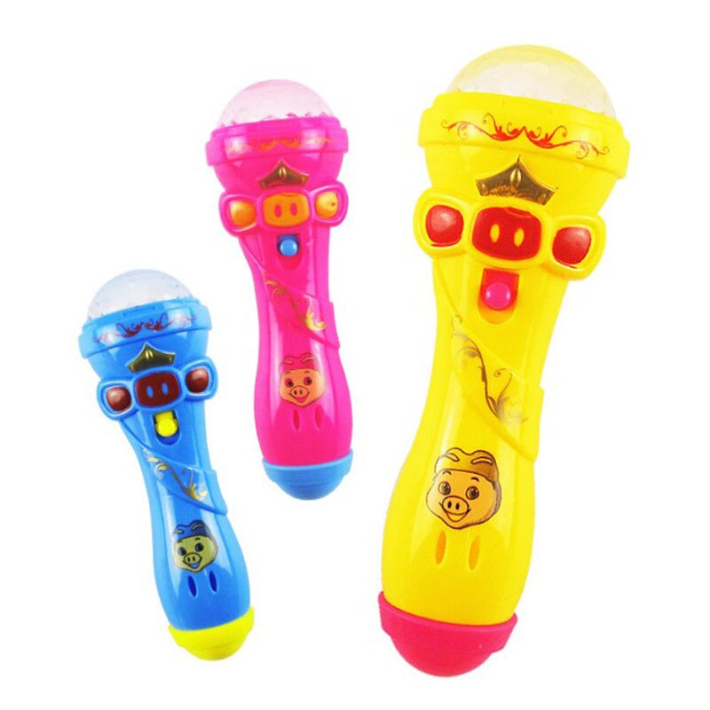 Glowing Funny Music Wireless Microphone Cute Lighting Toy Battery Operated Mini Speaker Karaoke Singing