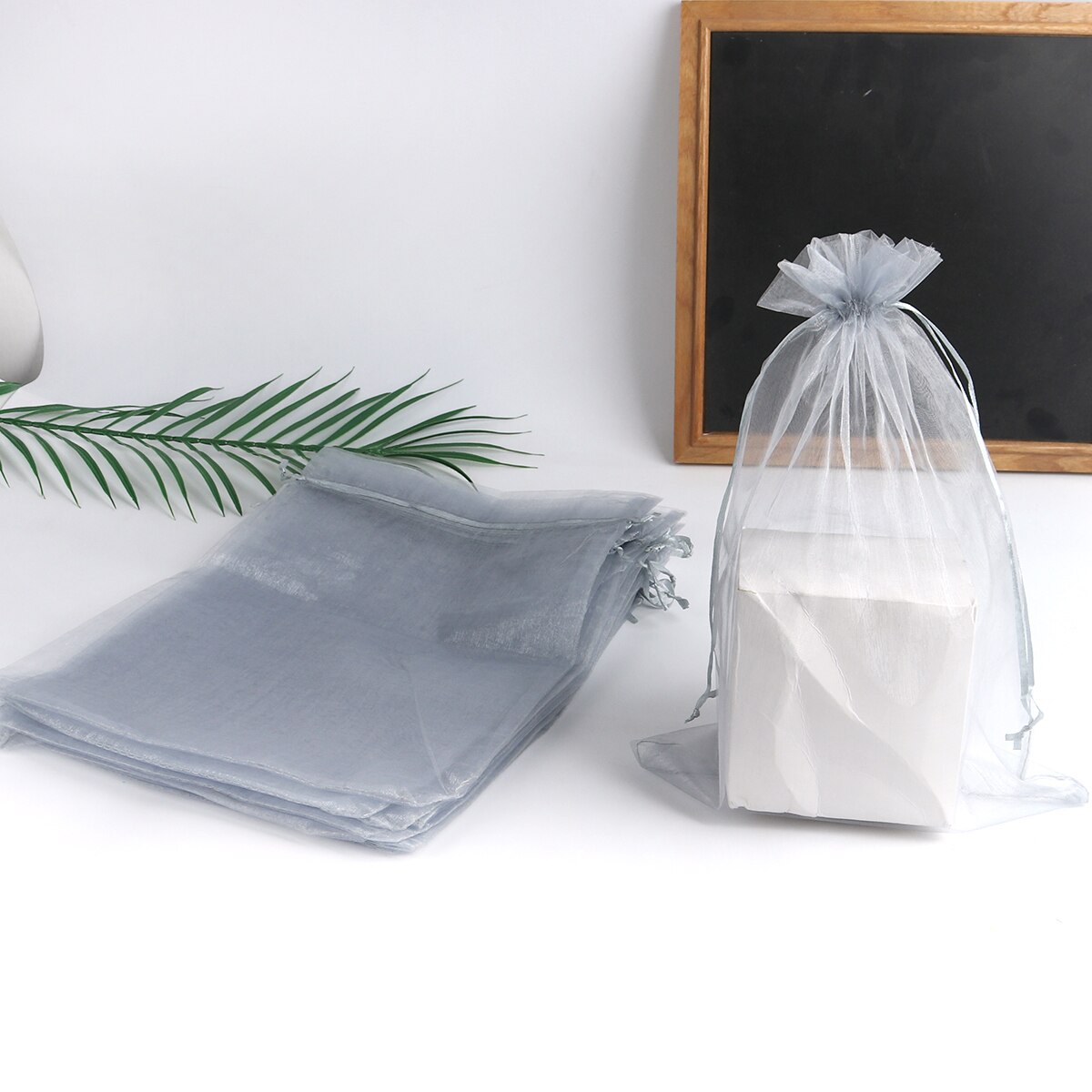 Doreenbeads 10Pcs 30*20Cm Big Size Organza Trekkoord Tassen Rechthoek Sieraden Verpakking Tassen Wedding Party Gunsten Cadeaus zakjes: 4