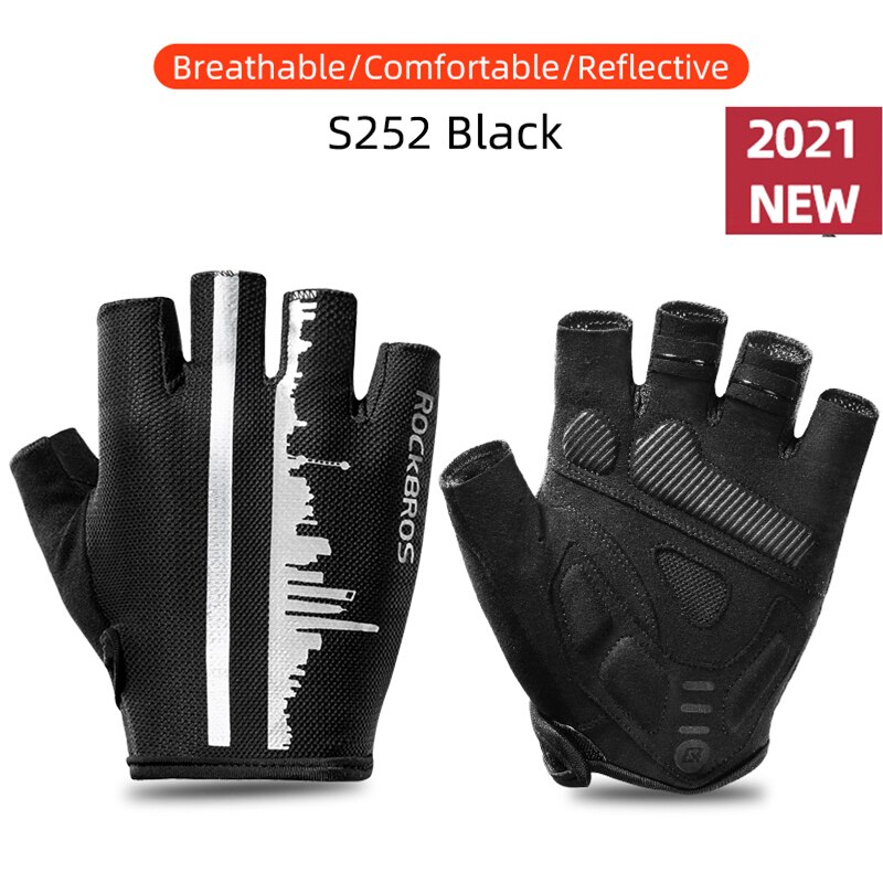 ROCKBROS-guantes de medio dedo para ciclismo, resistentes a los golpes, transpirables, para ciclismo de montaña o carretera