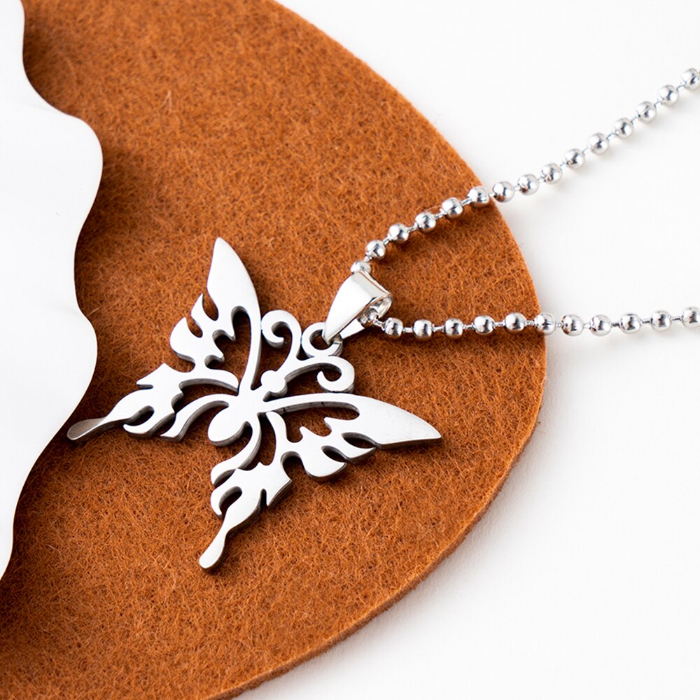 Edelstahl Schmetterling Anhänger Halskette Gothic Schmuck Männer Frauen Punk Halskette Gedenken Kostüm Schmuck