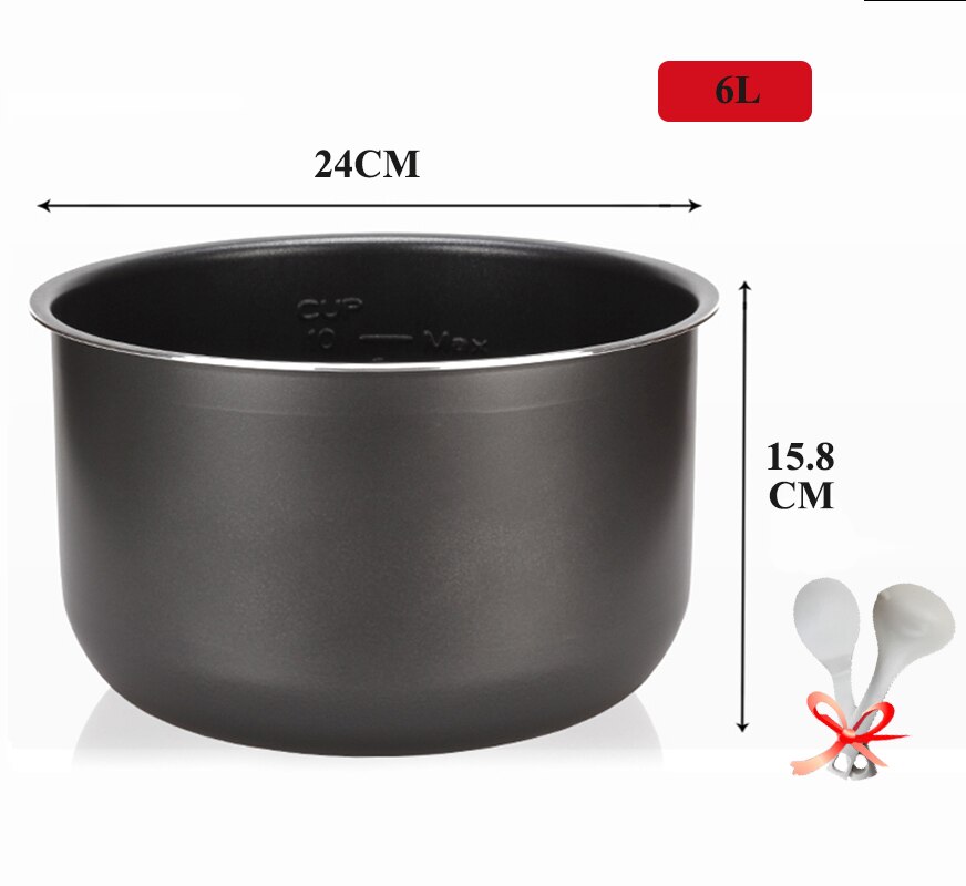 Elektrisk tryckkokare 1.6/3l/4l/5l/6l non-stick pot ris pot inre gall svart svart kristall inre tillbehör spis delar: 6l