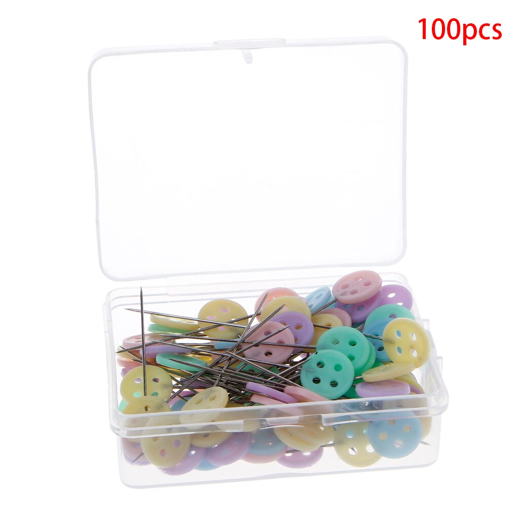 100 Pcs Push Pins Button Style Positioning Needles For Manual Sewing Patchworks
