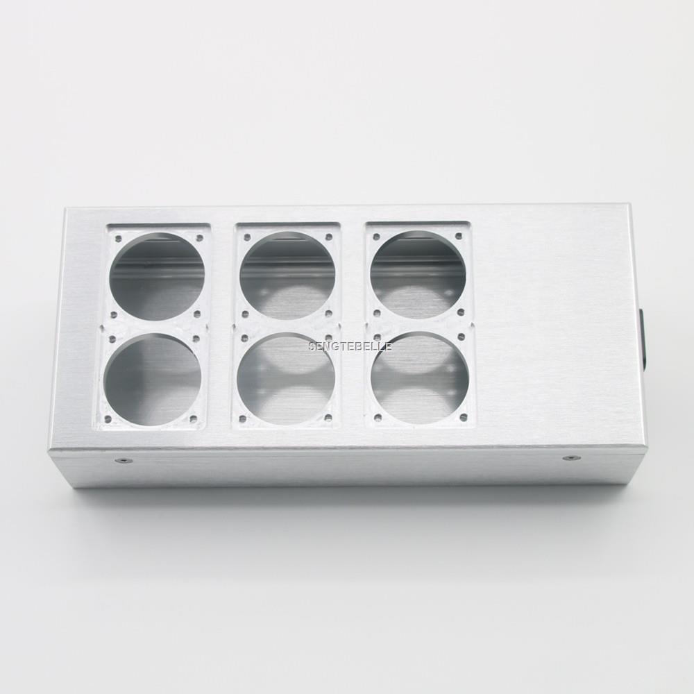 Full aluminum HIFI EU power case 4 / 6 outlet European standard power socket chassis