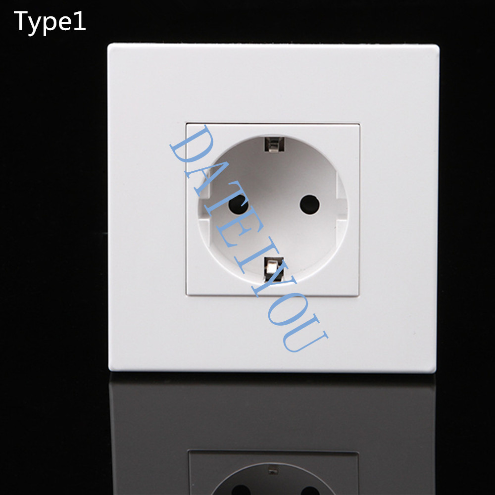 Wall Switch Socket EU German/French Standard Push Button Switch/computer interface/USB With Socket Panel Wall Light Switch 16A: Type1