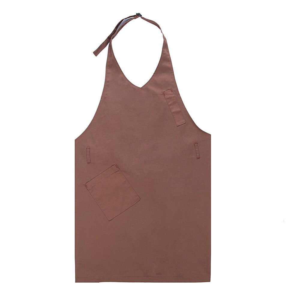 Adjustable V Neck Apron Food Service Coffee Shop Bakery Restaurant Chef Waiter Cook Wear Aprons Kitchen Work Uniform: Brown