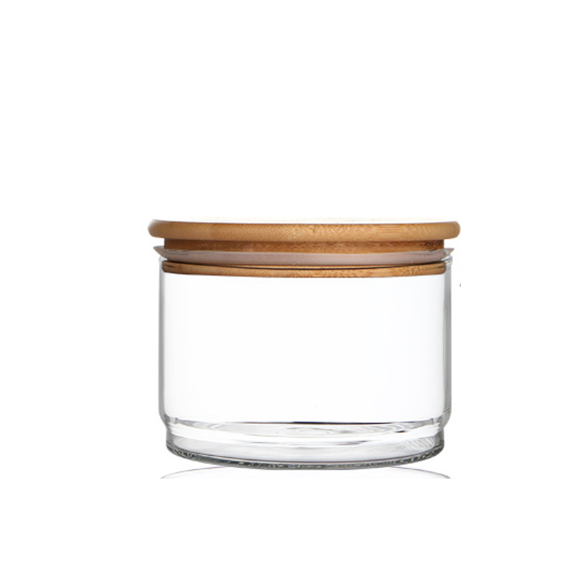 Kitchen Airtight Glass Jars Stackable Storage Jar Containers with Lid Food Spice Glass Salad Bowl Organizer Bottle Candle Jars: 1 Jar with lid