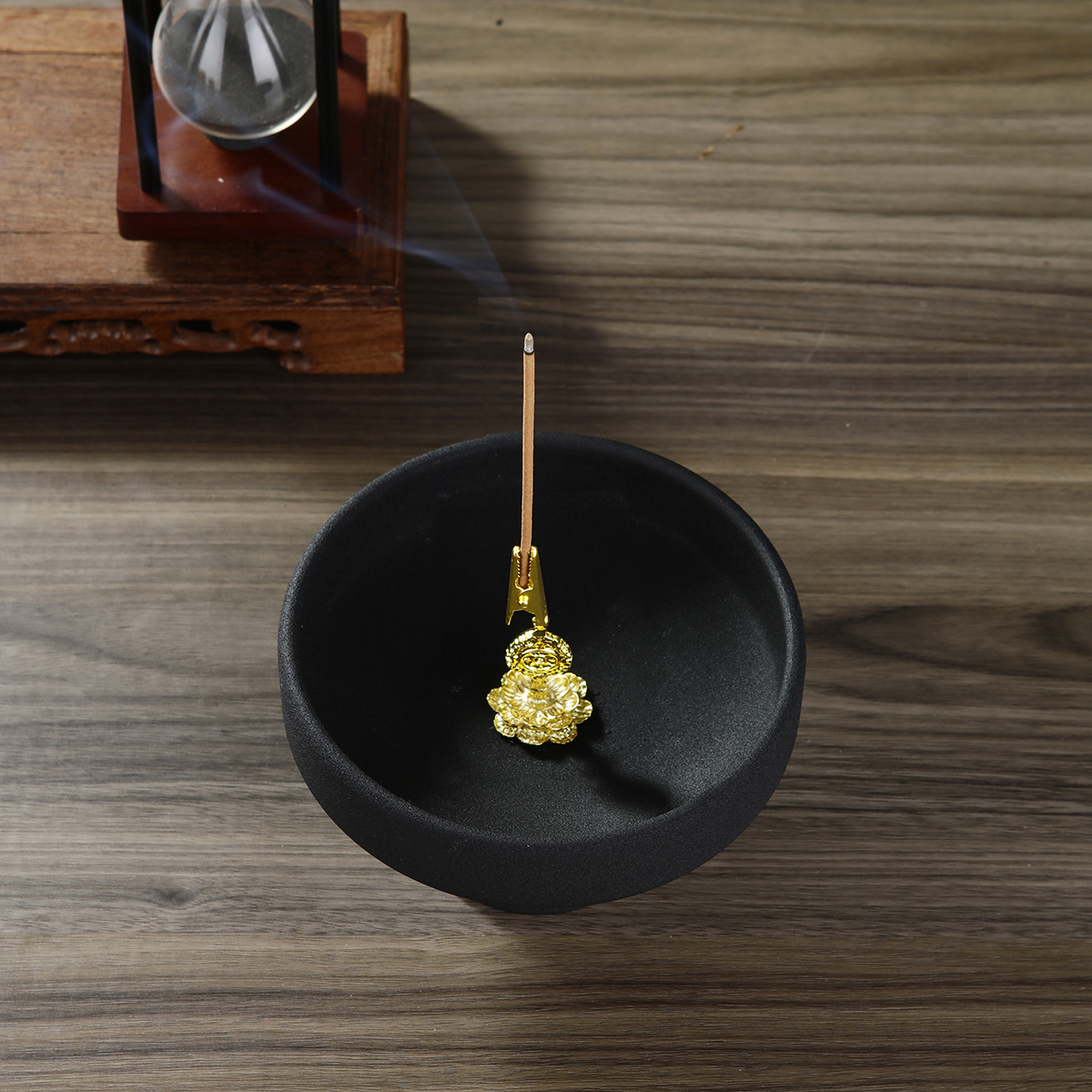 Ceramic Incense Burner Golden Metal Lotus Incense Holder Crocodile Clip Incense Holder Incense Tray Ash Catcher
