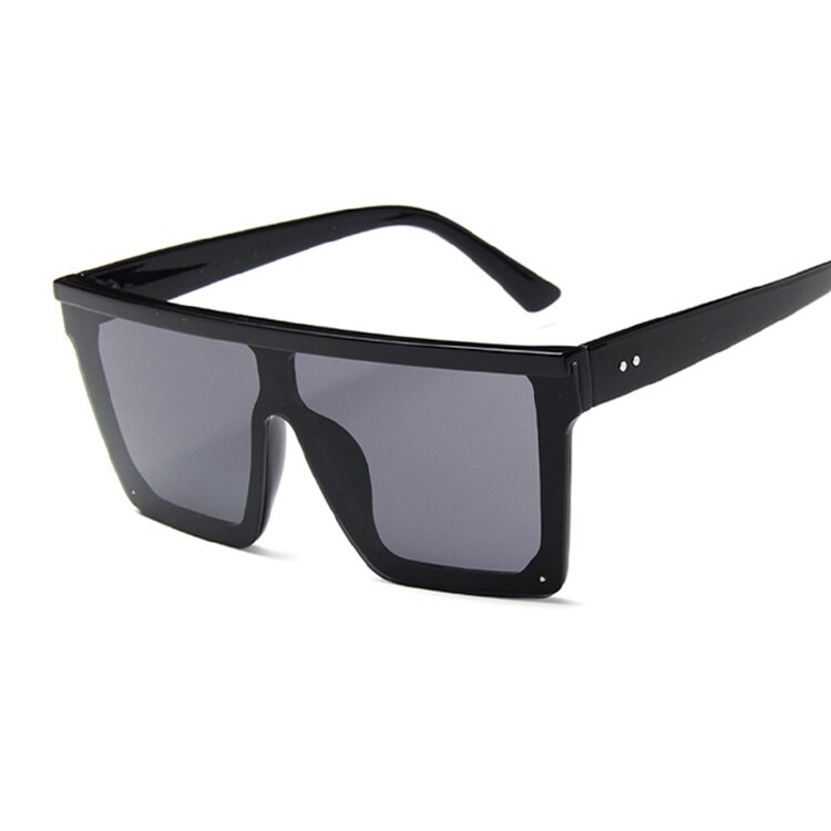 Oversized Zonnebril Vrouwen Big Frame Vierkante Platte Top Klinknagel Zonnebril Vrouwelijke Vrouwen/Mannen Vintage Spiegel Shades Gradiënt UV400: BlackGray