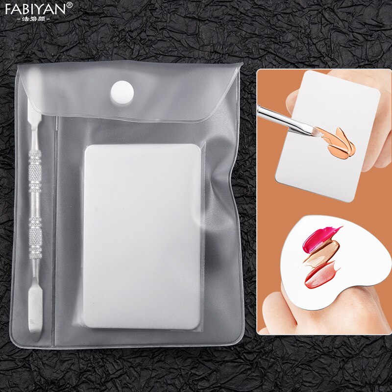Paleta de maquillaje con anillo para dedos, base de sombra de ojos, pintura cosmética con varilla, juego de espátula ajustable, herramienta de acero inoxidable para arte de uñas