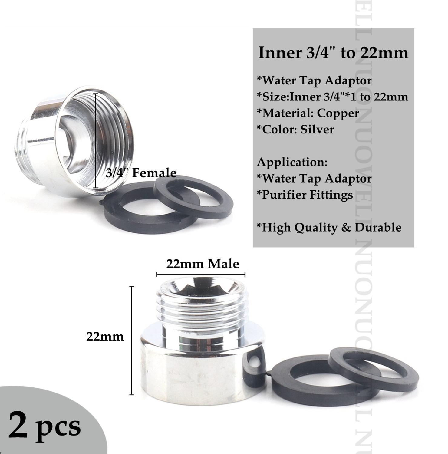 2pcs M22 Copper Kitchen Faucet Aerator Water Tap Adaptor Purifier Fittings Replacement Accessories Male Female Pipe Fittings: F3l4in-M22