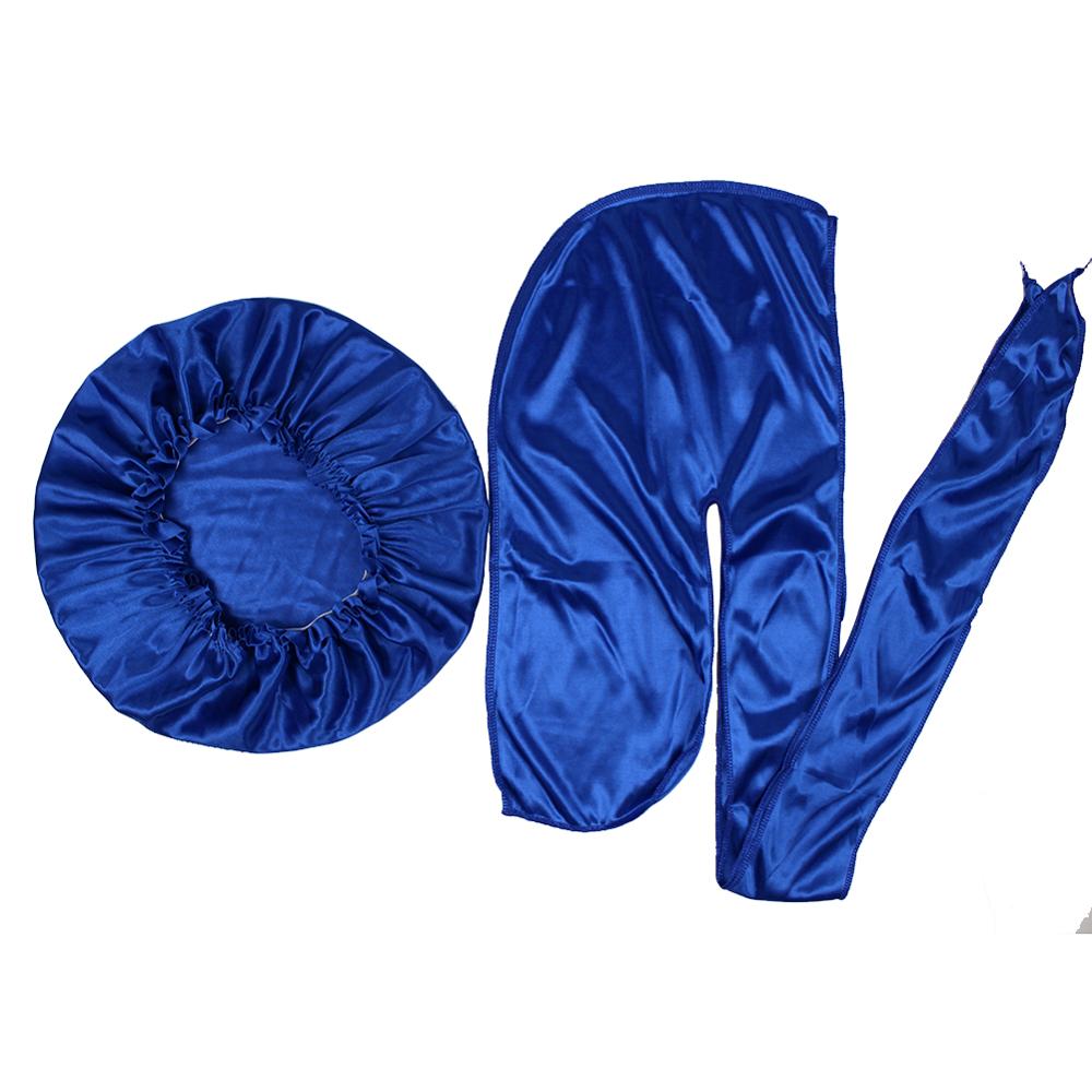 Durags soyeux, bandanas pour hommes, durag soyeux assorti, bonnet en soie pour femmes, bonnet de nuit, turban, chapeau longue queue, durag, casquette ondulée: Bleu
