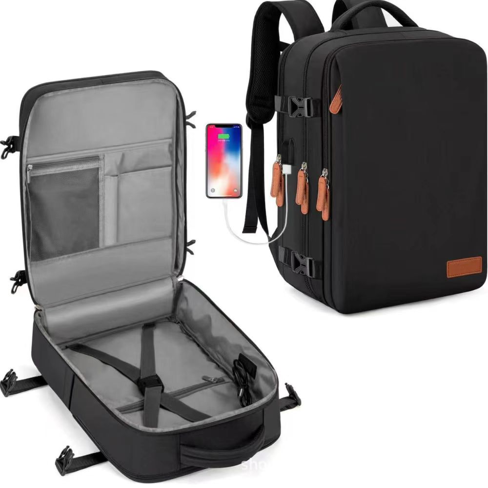 Mochila de viagem 40x20x30 cabine avião à prova dwaterproof água expansível weekender portátil com porta usb ryanair carry-on feminino masculino mochila: CÉU AZUL