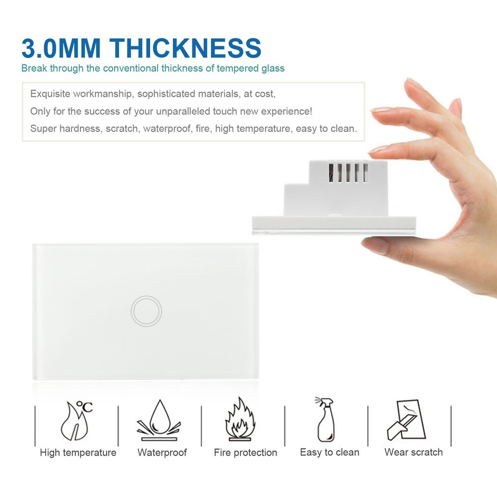 1 Way Smart Home Wall Touch Switch EU/US/UK Standard LED Indicator Remote Control Touch Switch Wireless Light Switch