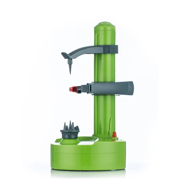 Multifunctional Electric Spiral Apple Peeler Cutter Automatic Slicer Fruit Potato Peeling Battery Operated Machine with Charger: Green / EU