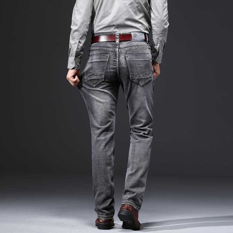 Merkki mies farkut business casual denim housut miesten suoraleikkaus hieman stretch housut iso koko 28-40