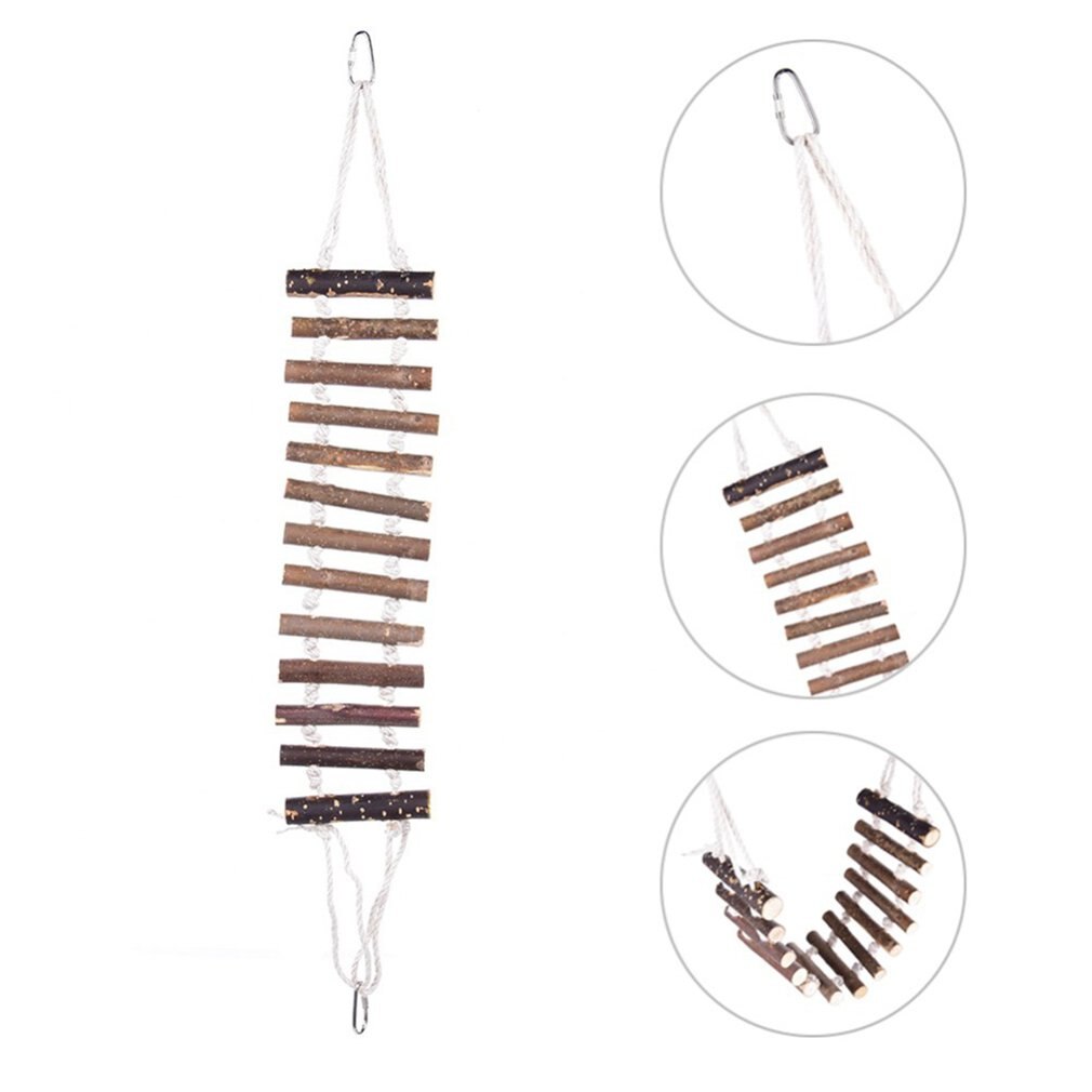 Natural Wood Rope Suspension Bridge Ladder Bird Toy Parrot Bite Toy Hanging Bird Supply Physical Exercise Sports