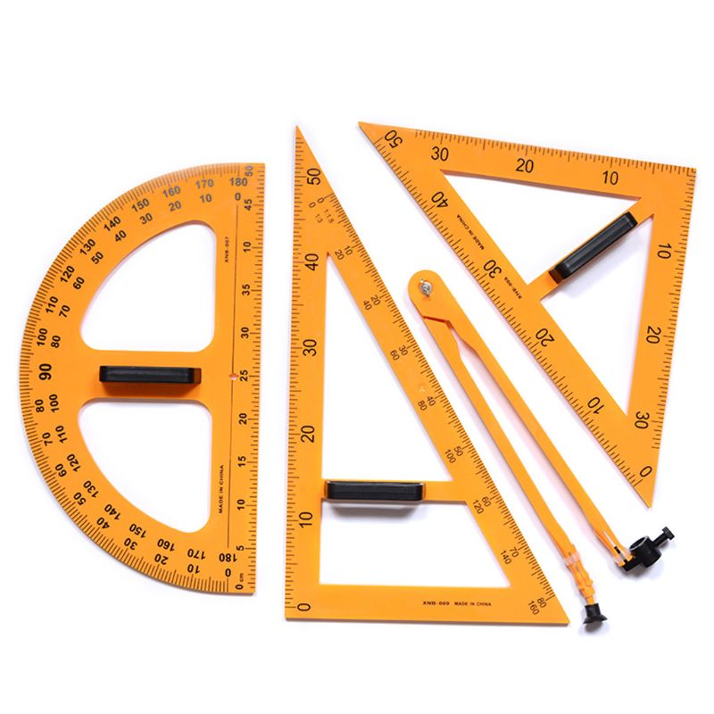 Multifunction Teaching Ruler Set Triangle Compasses Protractor Measurement Ruler N0HC