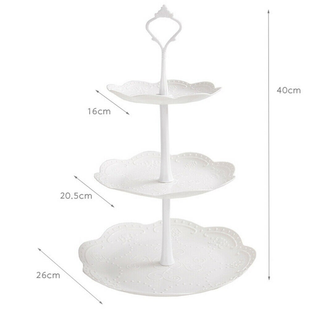 3 Tier Plastic Taart Staan Afternoon Thee Bruiloft Platen Partij Dessertbord Fruit Groente Opbergrek Tablewaretool Houder: 2