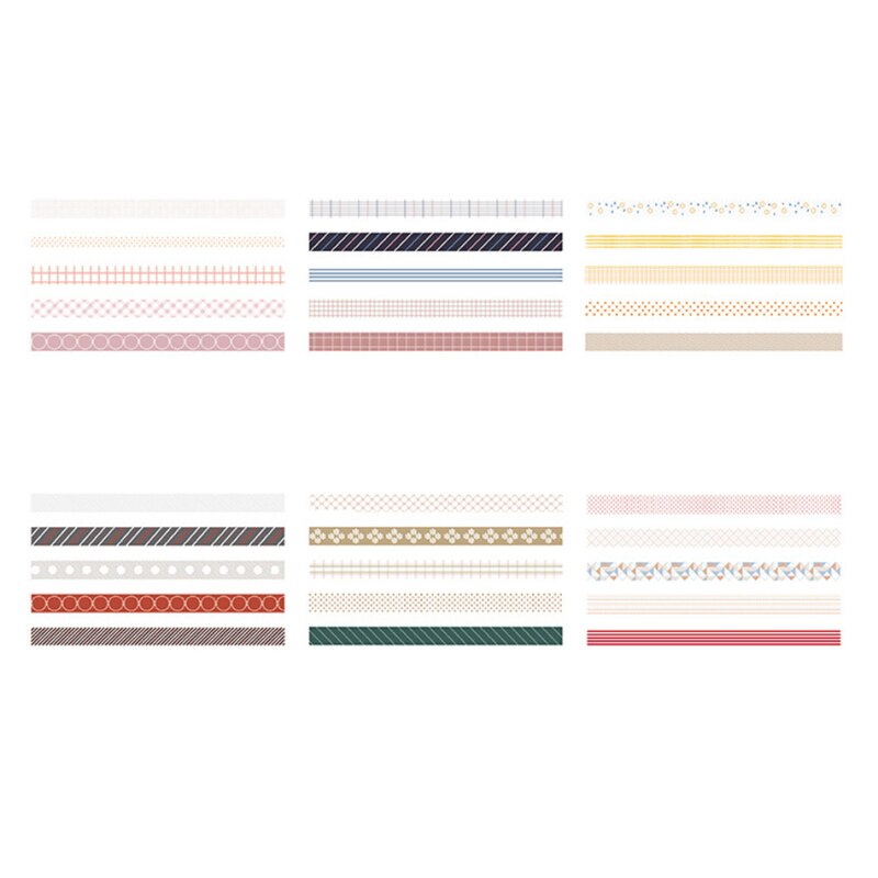 5 pcs/pack Striped/Grid/Flowers Basic Solid Color paper Washi Tape Adhesive Tape DIY Scrapbooking Sticker Label Masking Tape