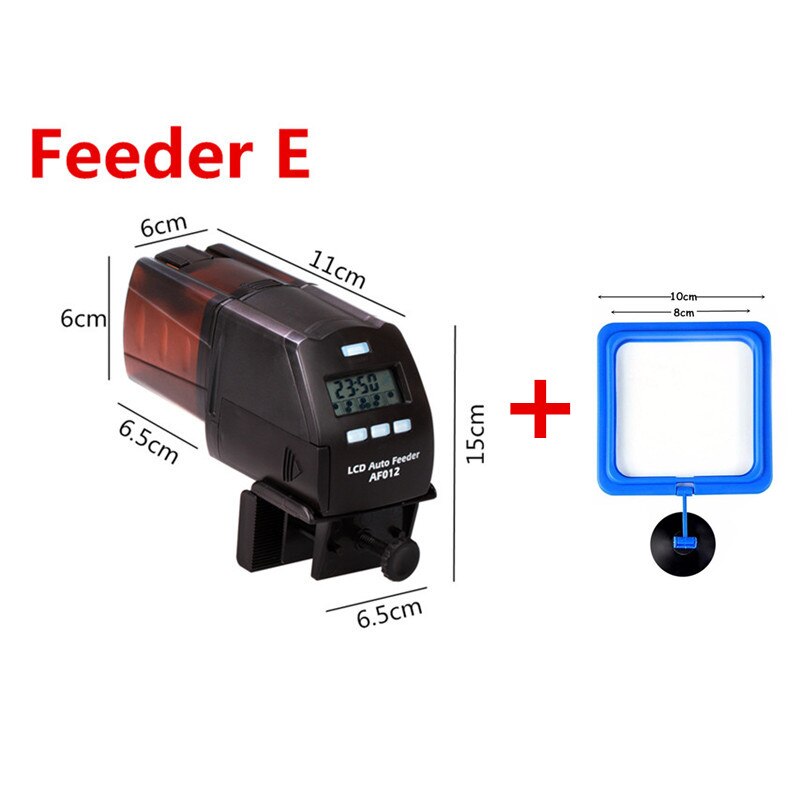 Aquarium Automatic Fish Feeder for Fish Tank Auto Feeders with Timer Adjustable Dispenser LCD Display Betta Turtle Pet Feeding: AF012 -Square