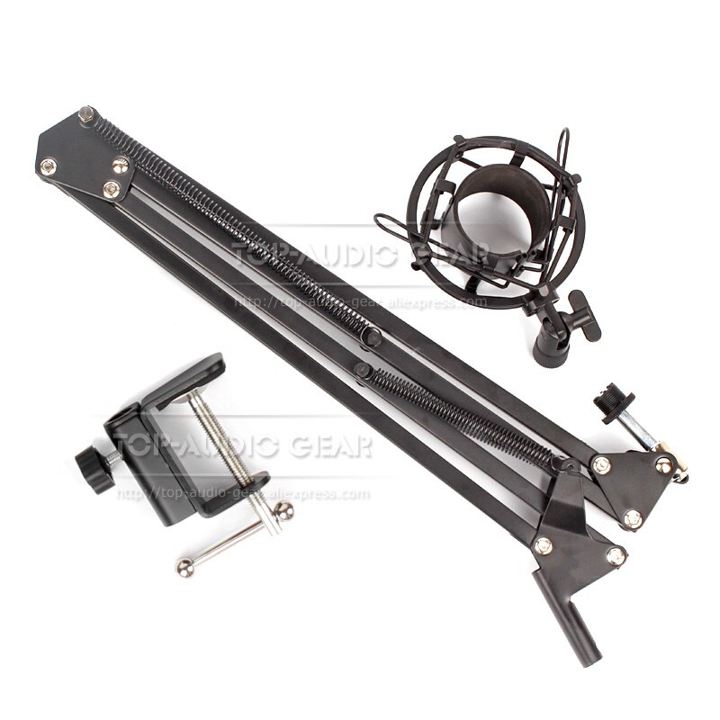 Desktop Suspension Scissor Boom Arm Microphone Stand + Shock Mount Holder For SAMSON Meteor USB Mic Tabletop Shockmount Bracket