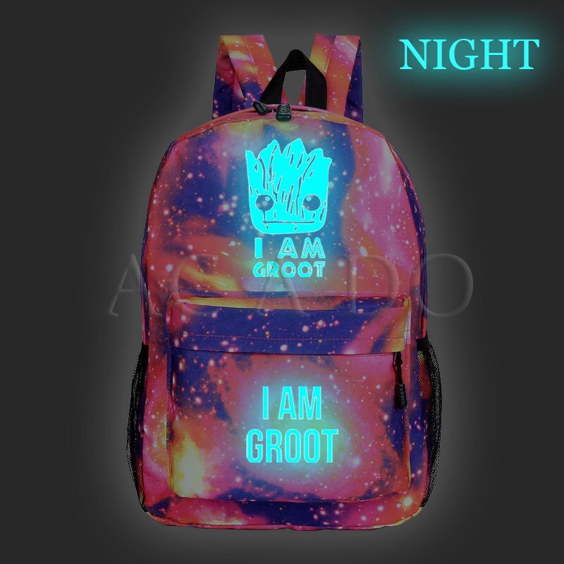 Guardiani della Galassia Luminoso Zaino IO sono GROOT Capretti Delle Ragazze Dei Ragazzi Del Computer Portatile Mochila Donne Degli Uomini Adolescenti Nuovo Modello di Scuola zaino: 16