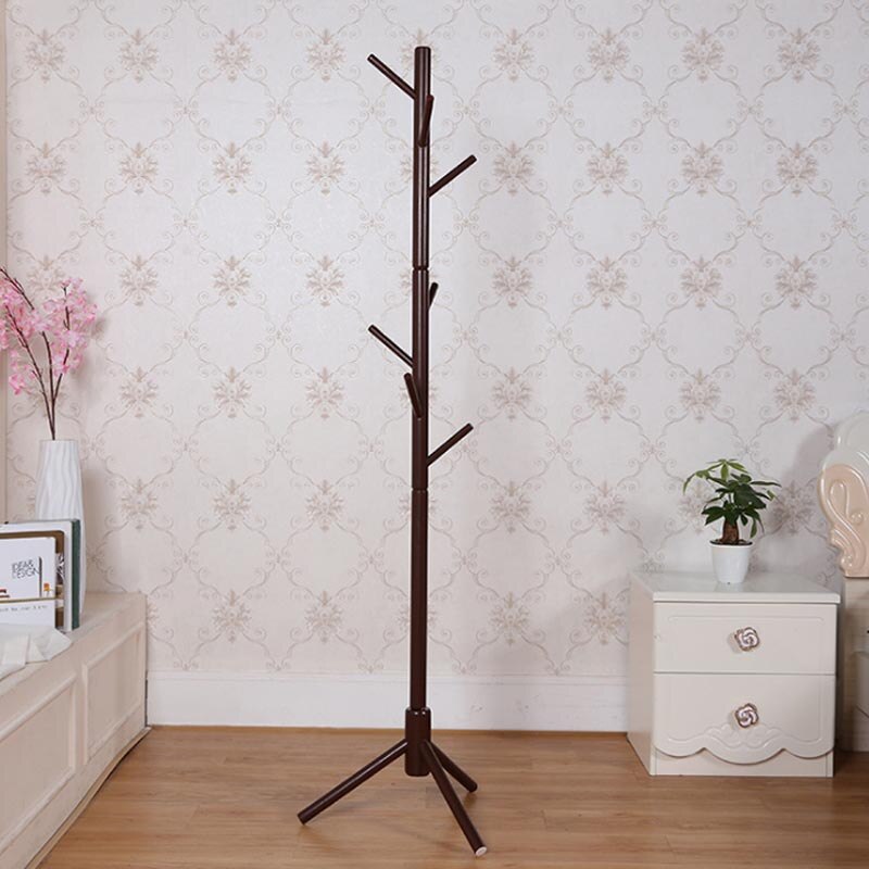 Perchero de madera Premium de pie con 8 ganchos, Perchero de tronco de árbol, abrigos, sombreros, bufandas, bolsos de ropa: coffee