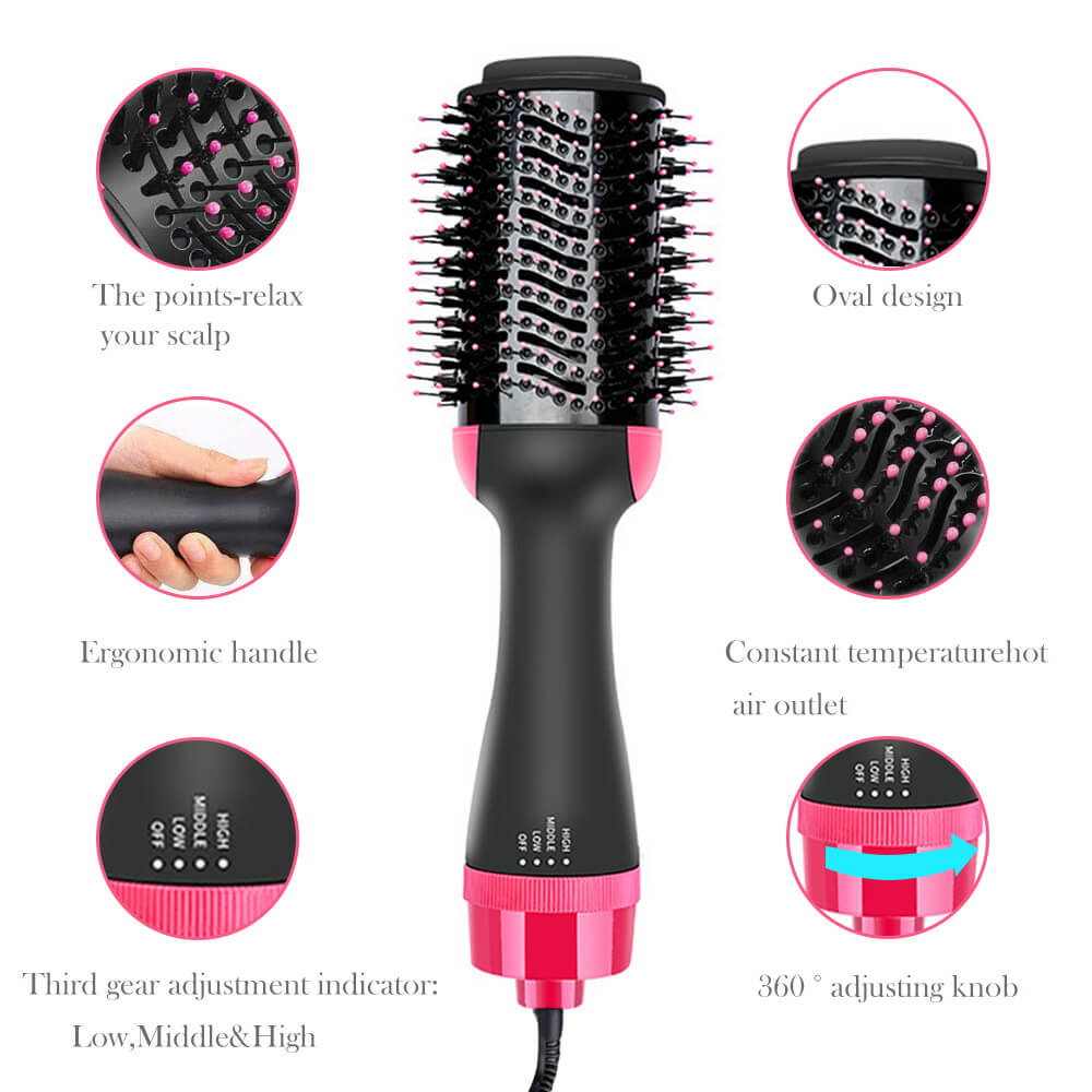 Vip salong 3 4 i 1 en steg hårføner volumizer luft børste rettetang kam Curling styling negativ ion generator verktøy
