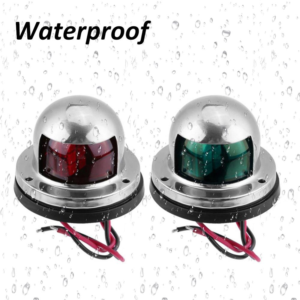 1Pair 12V Stainless Steel Red Green Bow LED Navigation Lights Boat Marine Indicator Spot Light Marine Boat Yacht Sailing Light