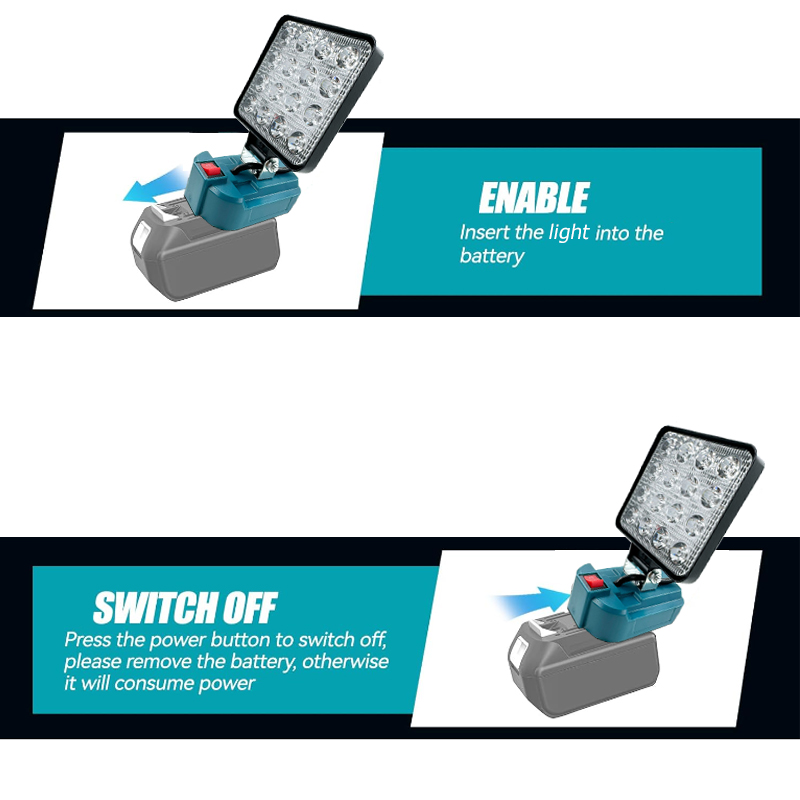 LED-Akku-Taschenlampe für Makita, 18 V Akku, LED-Arbeitslicht, kabelloses Licht, Flutlicht, Akku-LED-Lampe für Camping, Wandern