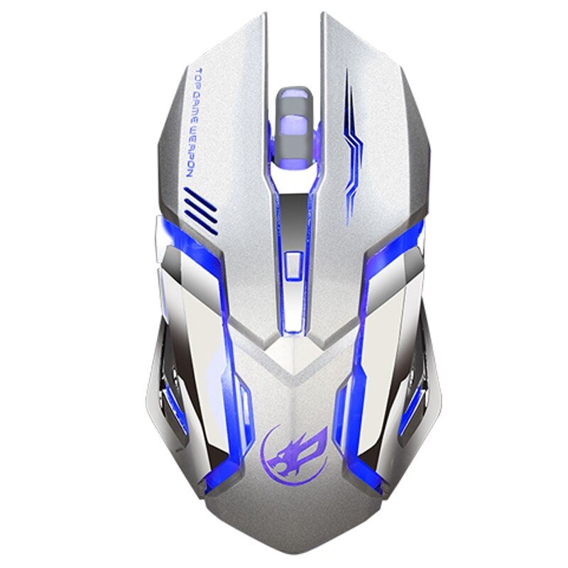 WARWOLF Mechanical Mouse Wireless Gaming Mouse Silent LED Backlit USB Optical Ergonomic Mouse: White