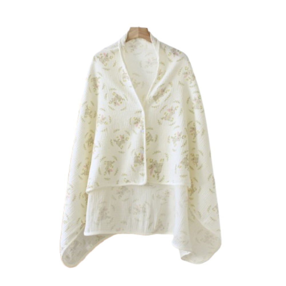 Bloemen bedrukte katoenen moeder Cape deken ademend warm houden borstvoedingshoes voedingshoes zachte outdoor voedingshanddoek: GRIJS