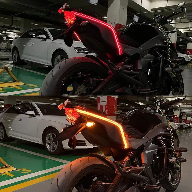 2Stck Motorrad LED DRL Tagfahrlicht Rücklicht Streifen Fließende Wasserdichte Blinker Lampe Auto Auto Stil Zubehör