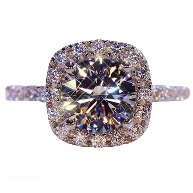Anillo de compromiso con gema de diamante de imitación para mujer, sortija de aniversario, de San Valentín, anillo de utilería para