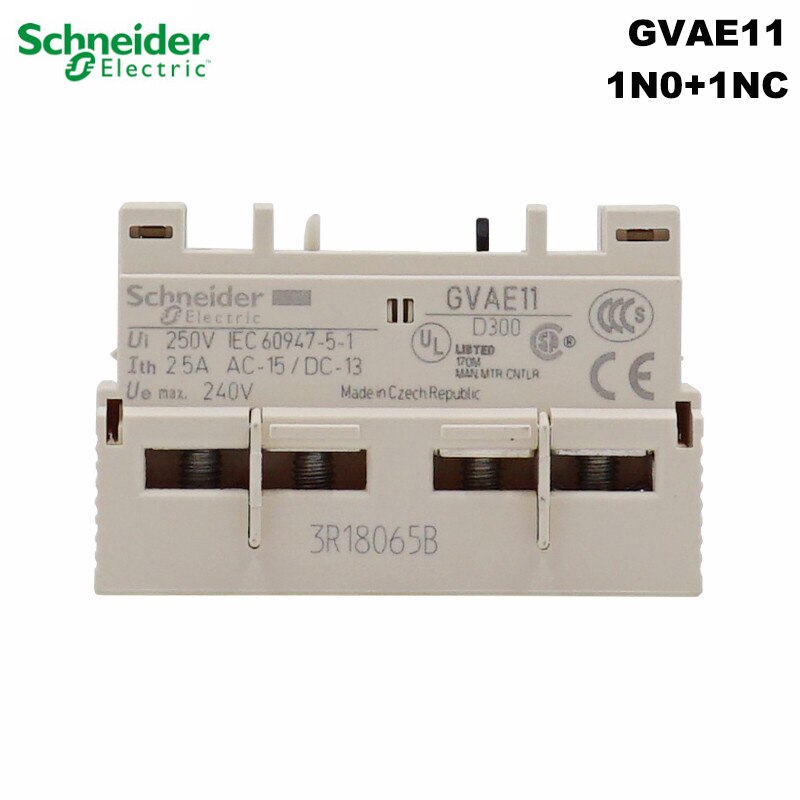 Schneider Electric GVAE11 Motor Circuit Breaker Auxiliary Contact GV2 Module Front Mounted 1NO + 1NC Motor Protection Contacts: Default Title
