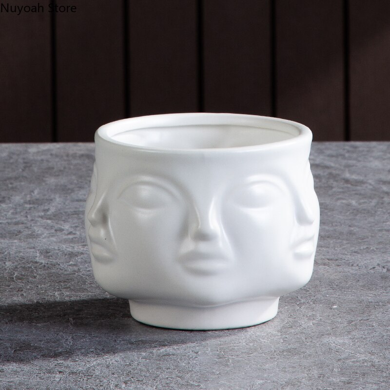 Nordic Ceramic Face Vase Modern Living Room Lip Flower Light Luxury Expression Half Face Decoration Home Decoration Accessories