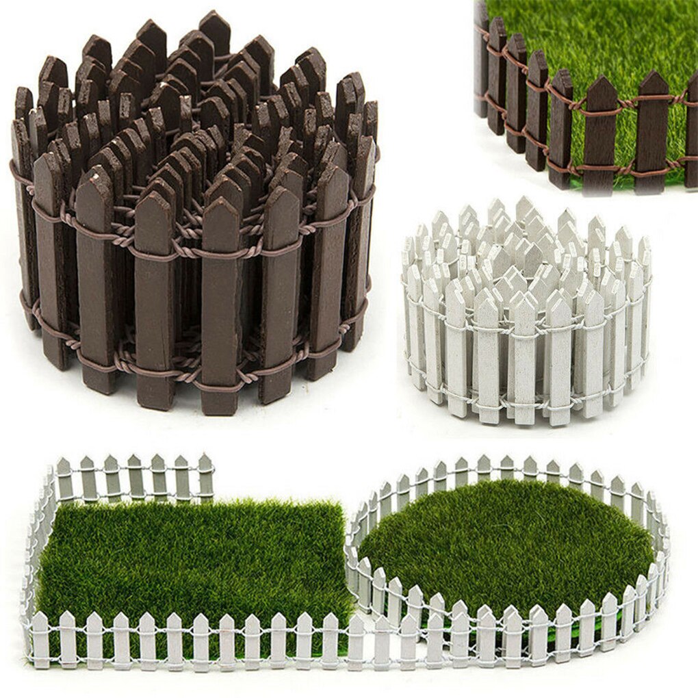 100 * 5cm gør-det-selv mini hegn lille træ barriere miniature håndværk fe haven dukke håndtag dekoration