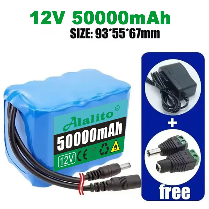 Batteria 12V 30ah 3s3p 18650 agli ioni di litio 12V 20ah-50ah DC12.6V batteria ricaricabile di grande capacità con BMS + caricabatterie: Di Colore Giallo chiaro