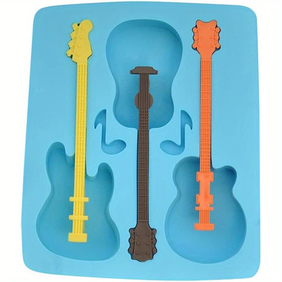 Cubo di ghiaccio in silicone per celebrazione musicale, divertente stampo per vassoio, stampo per ghiaccio per chitarra creativa, cioccolato, concerto, 1 set