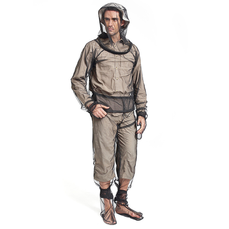 4 PCS /Set Men Breathable Mesh Net Insect Suit Partial Suit Mosquito Clothes Partial And Outdoor Suit Fishing Camping: S-M