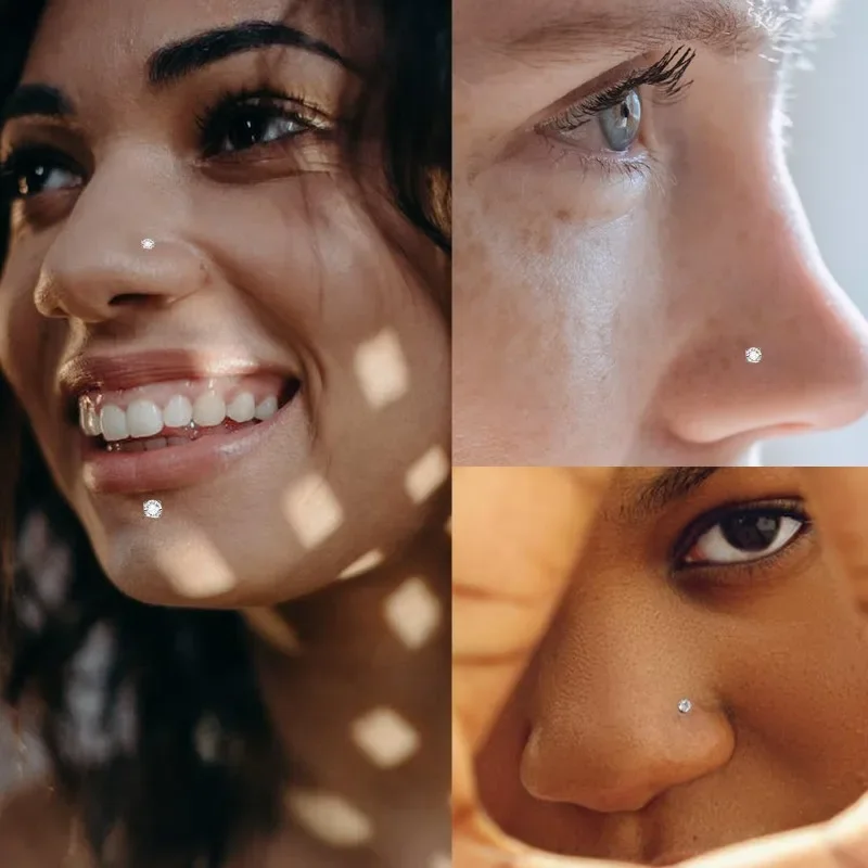 Piercing de nariz de zircônia cúbica, aço inoxidável, hélice, tragus, cartilagem, mulheres, orelha, labret, joia de piercing corporal