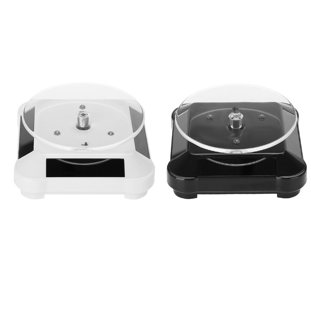 Solar Showcase 360 Degrees Rotating Turntable Watches Phone Jewelry Display Stand LED Light